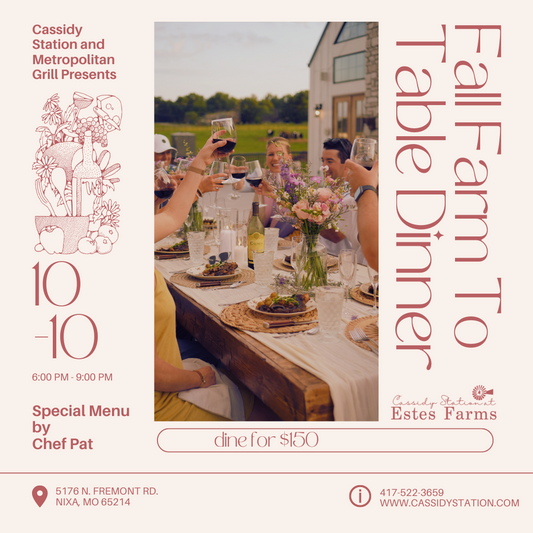 October 10th | Fall Farm to Table Dinner