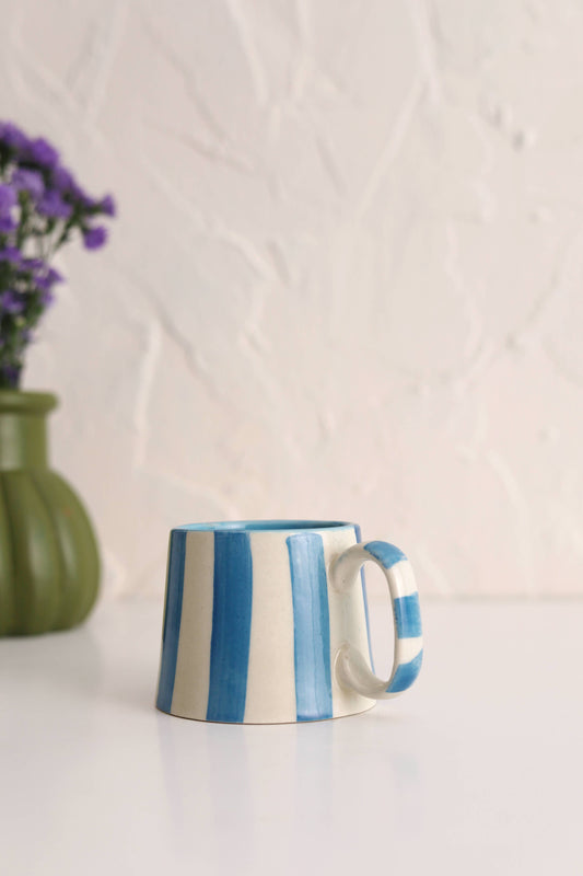 Ceramic Blue Stripe Coffee cup- 220ml