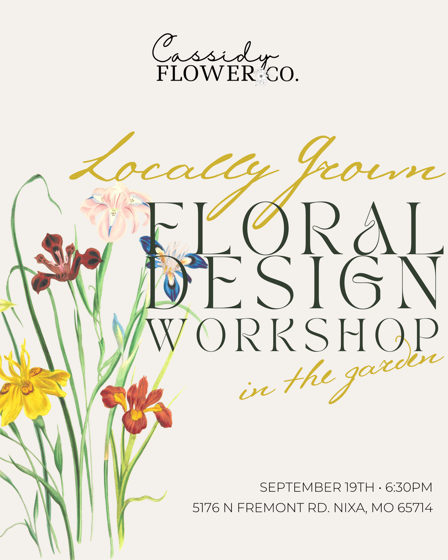 September 19th | Locally Grown Floral Design Workshop in The Garden