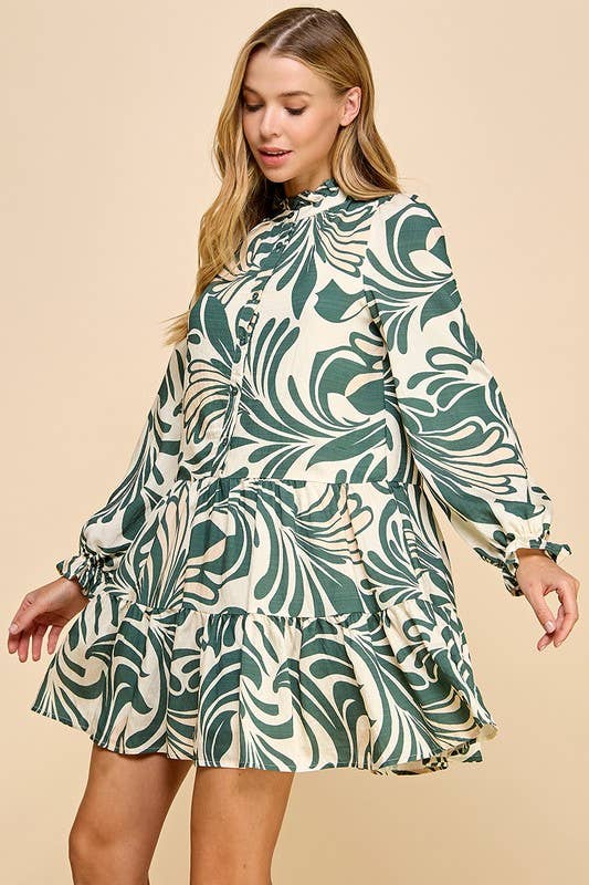 Printed Long Sleeve Dress