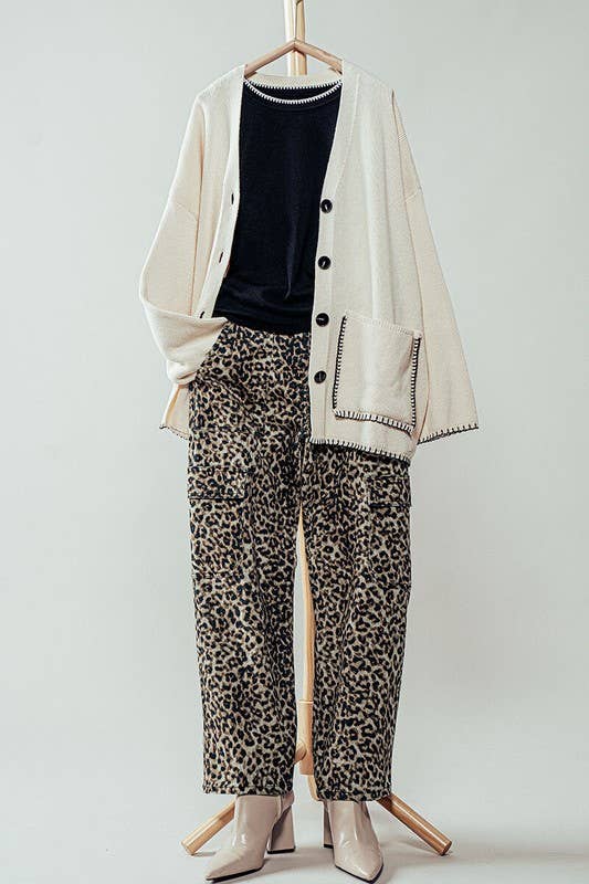 Savanna Leopard Cropped Cargo Pants