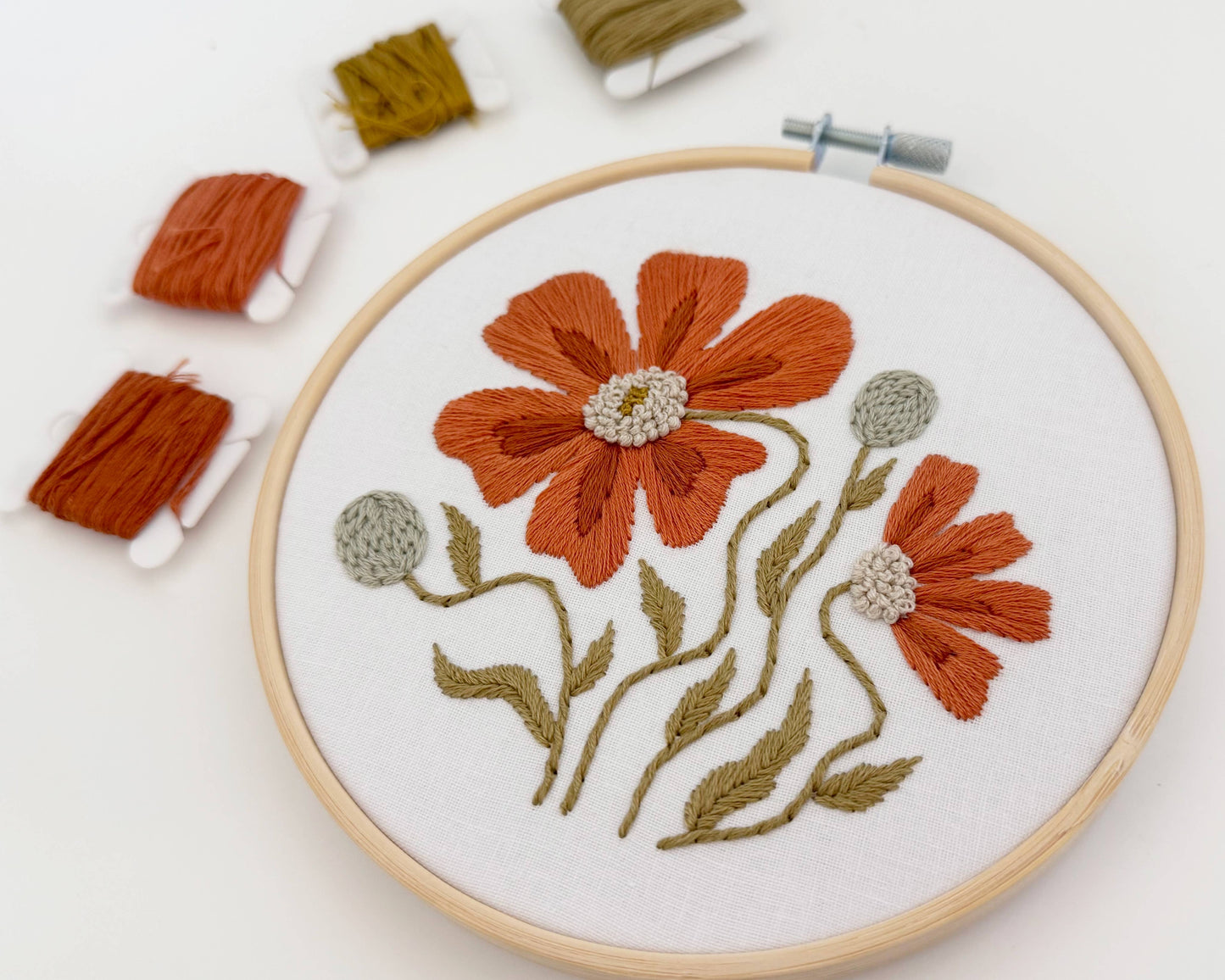 Orange Floral Embroidery Kit