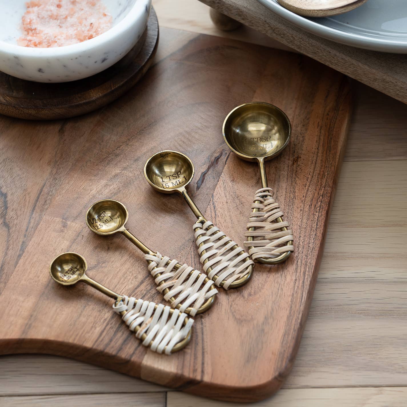 Gold Measuring Spoons, Set of 4 with Jute Handles