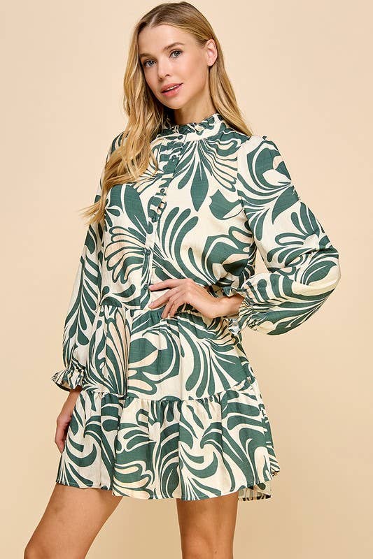 Printed Long Sleeve Dress