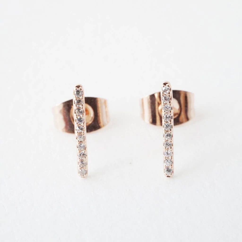 Skinny Midi Crystal Bar Earrings