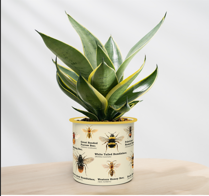 Bees Enamel Plant Pot