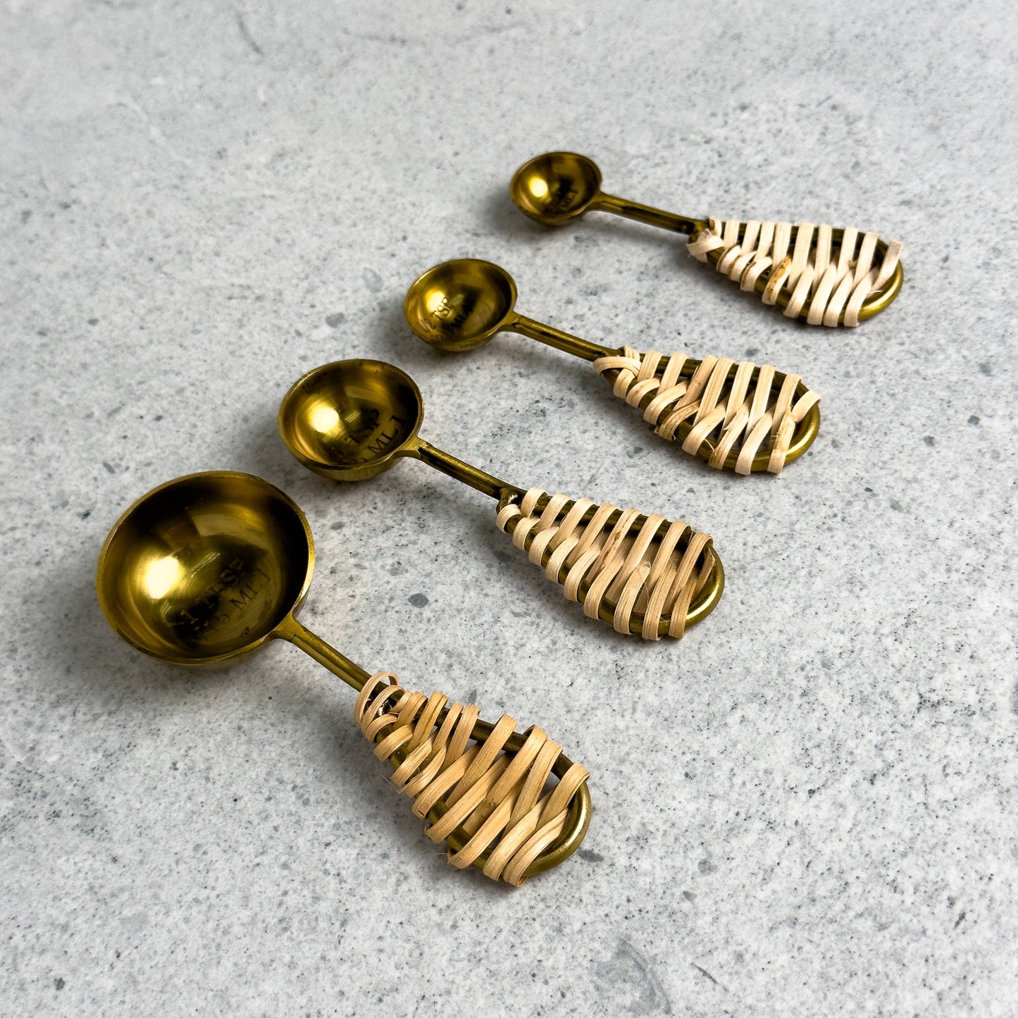 Gold Measuring Spoons, Set of 4 with Jute Handles