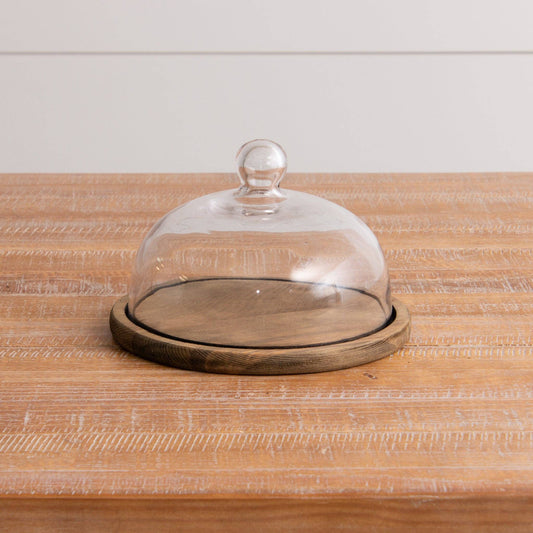 Glass Cloche with Wood Base