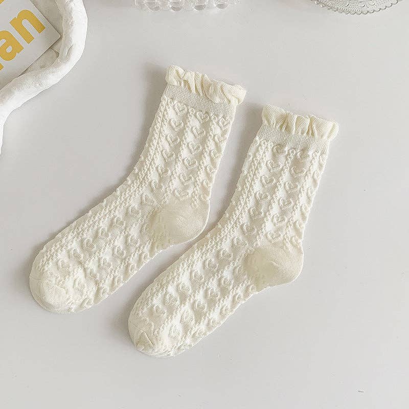 White Rolled Edge Socks for Women