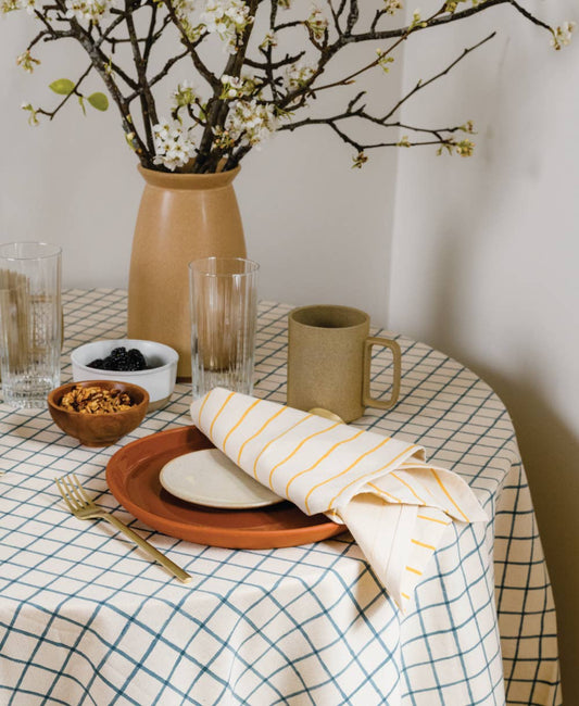 Block Print Stripe Napkin Set - Spruce