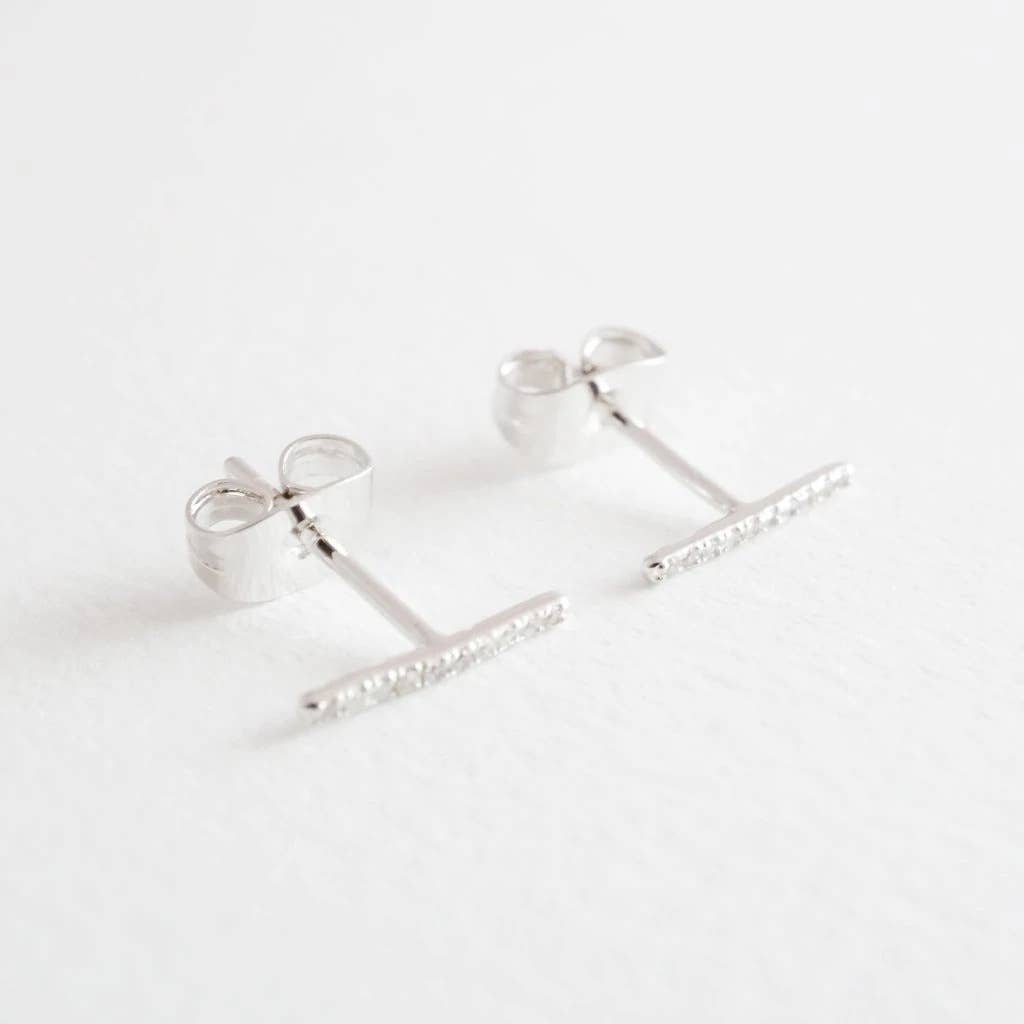 Skinny Midi Crystal Bar Earrings