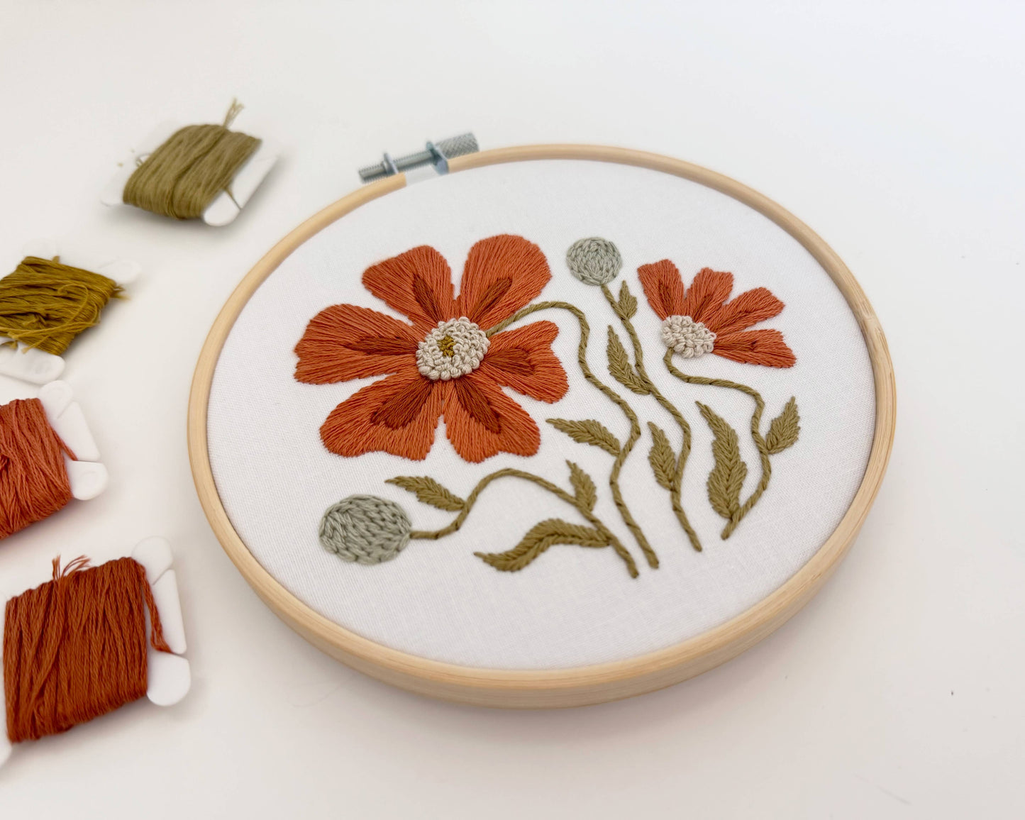 Orange Floral Embroidery Kit