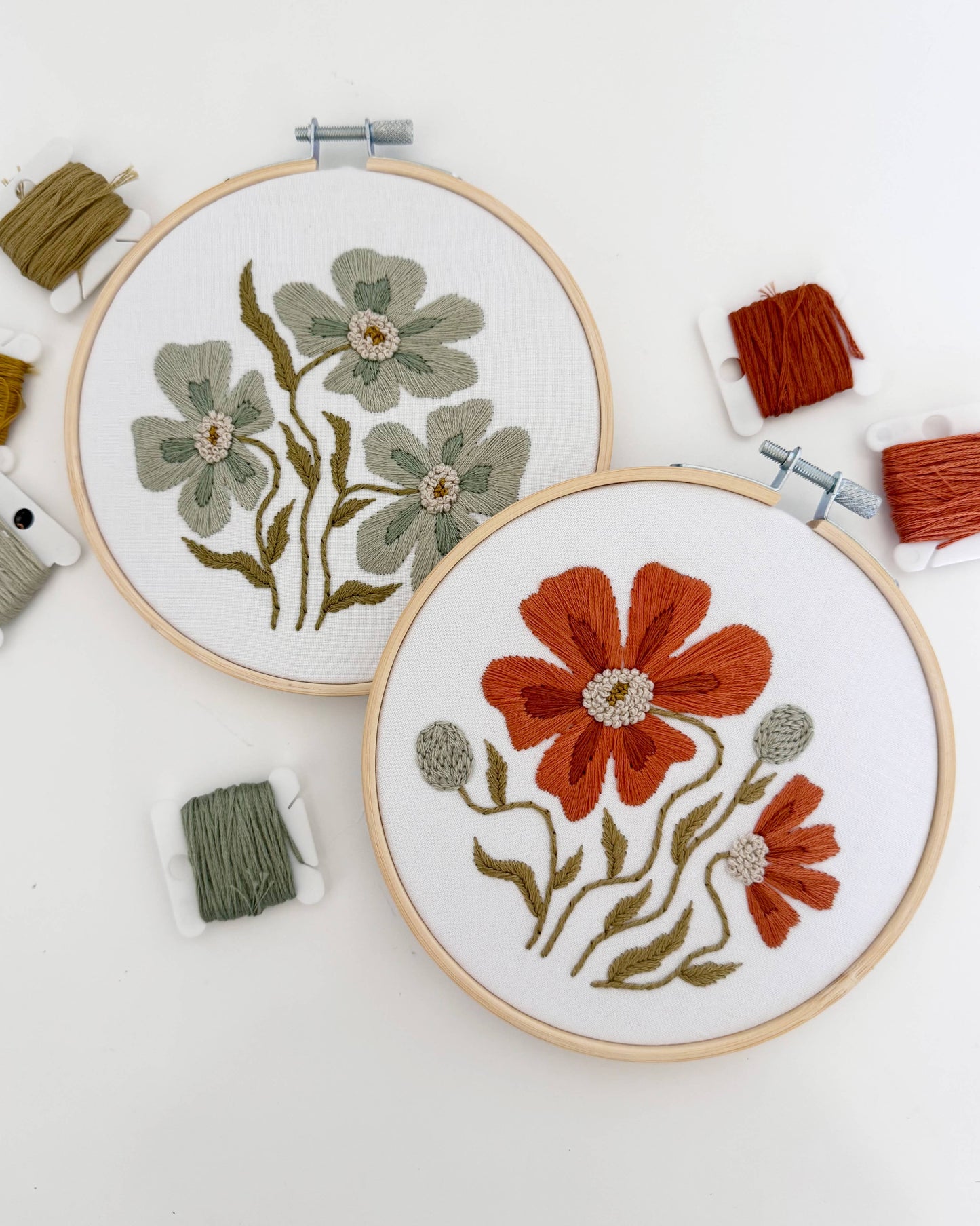 Orange Floral Embroidery Kit