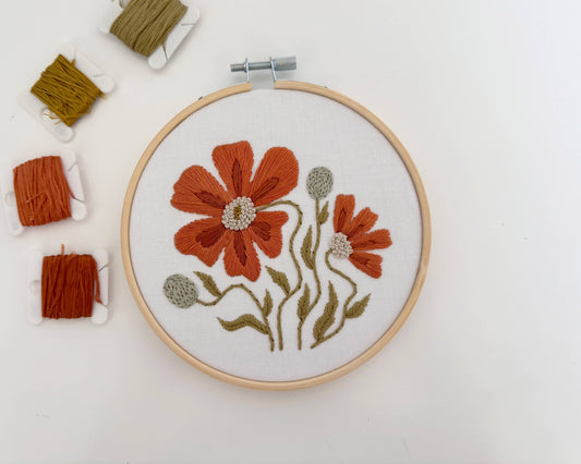 Orange Floral Embroidery Kit