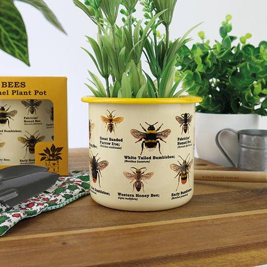 Bees Enamel Plant Pot