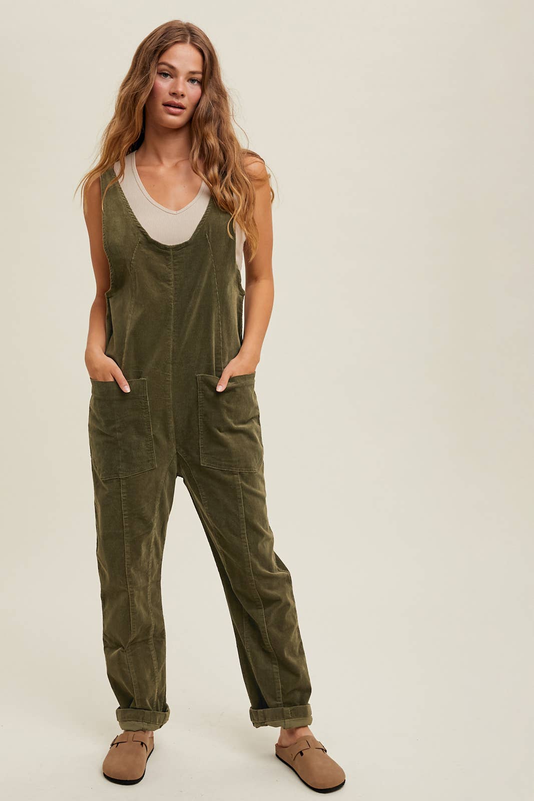 Corduroy Olive Jumpsuit