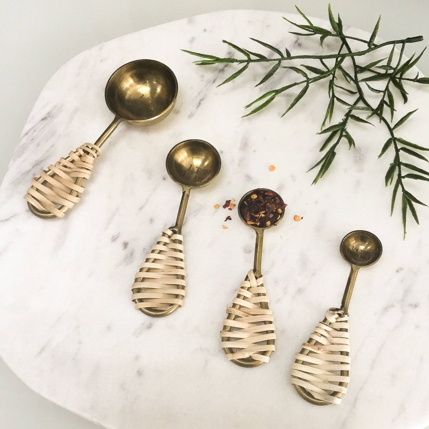 Gold Measuring Spoons, Set of 4 with Jute Handles