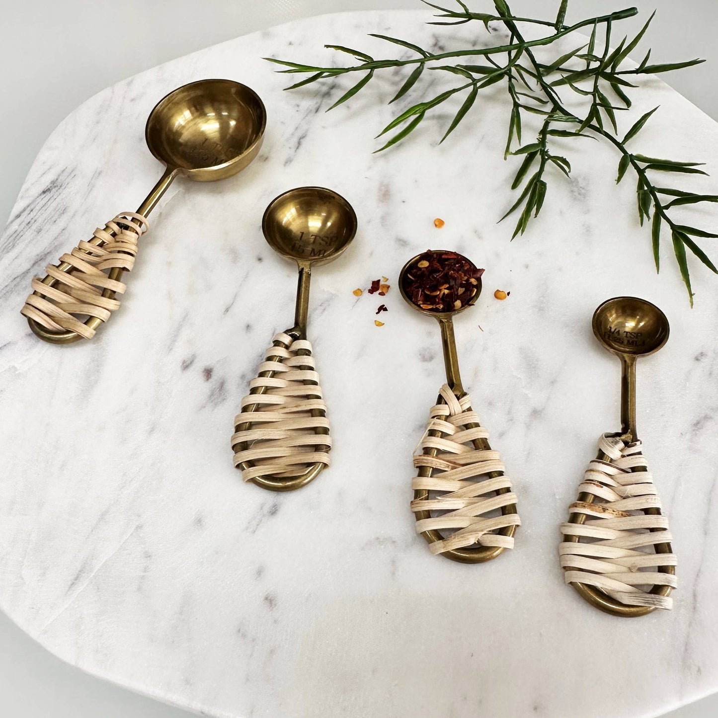 Gold Measuring Spoons, Set of 4 with Jute Handles