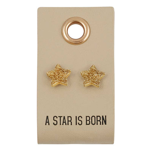 Leather Tag  Earrings - Star