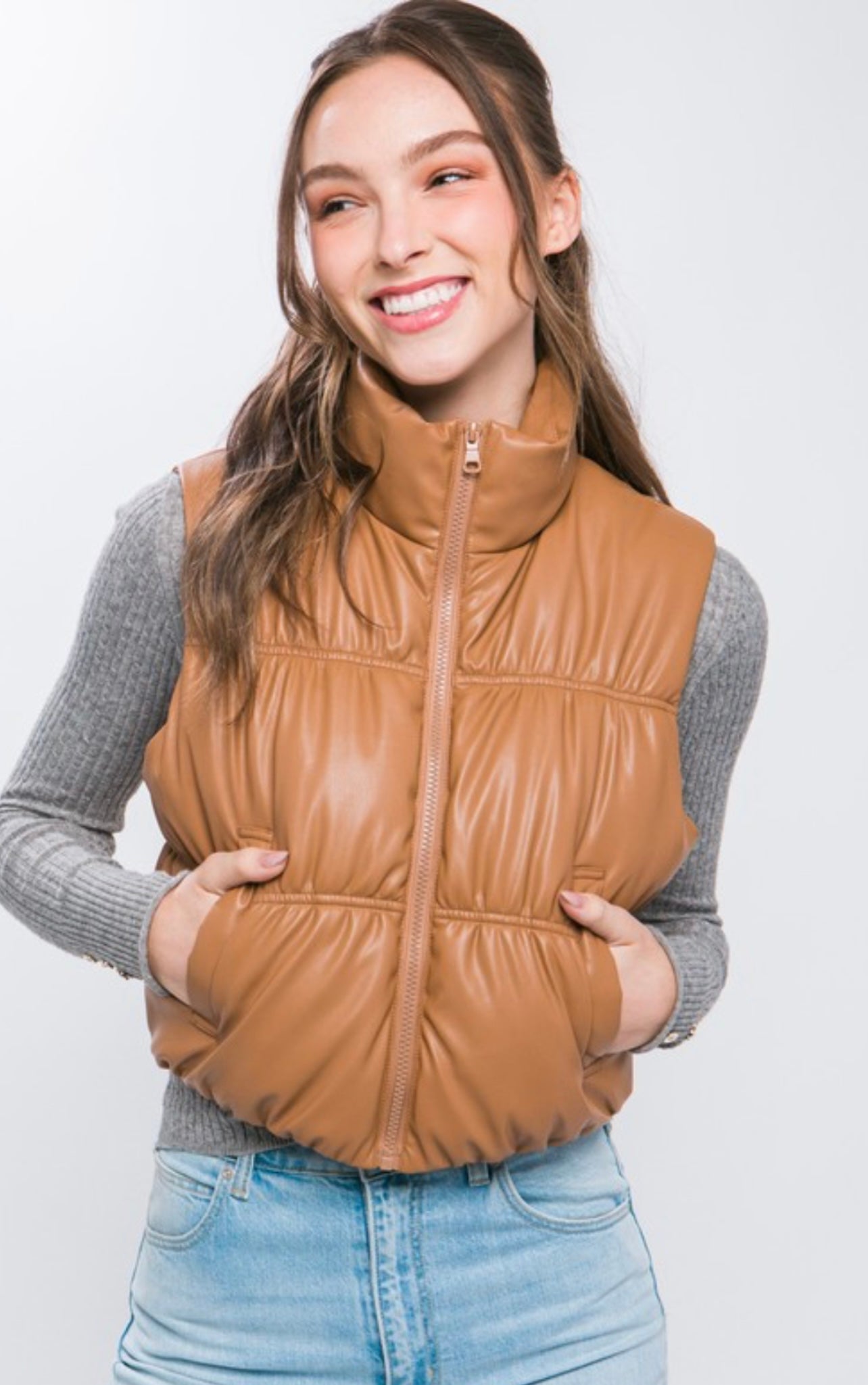 Leather-ish Puffer Vest