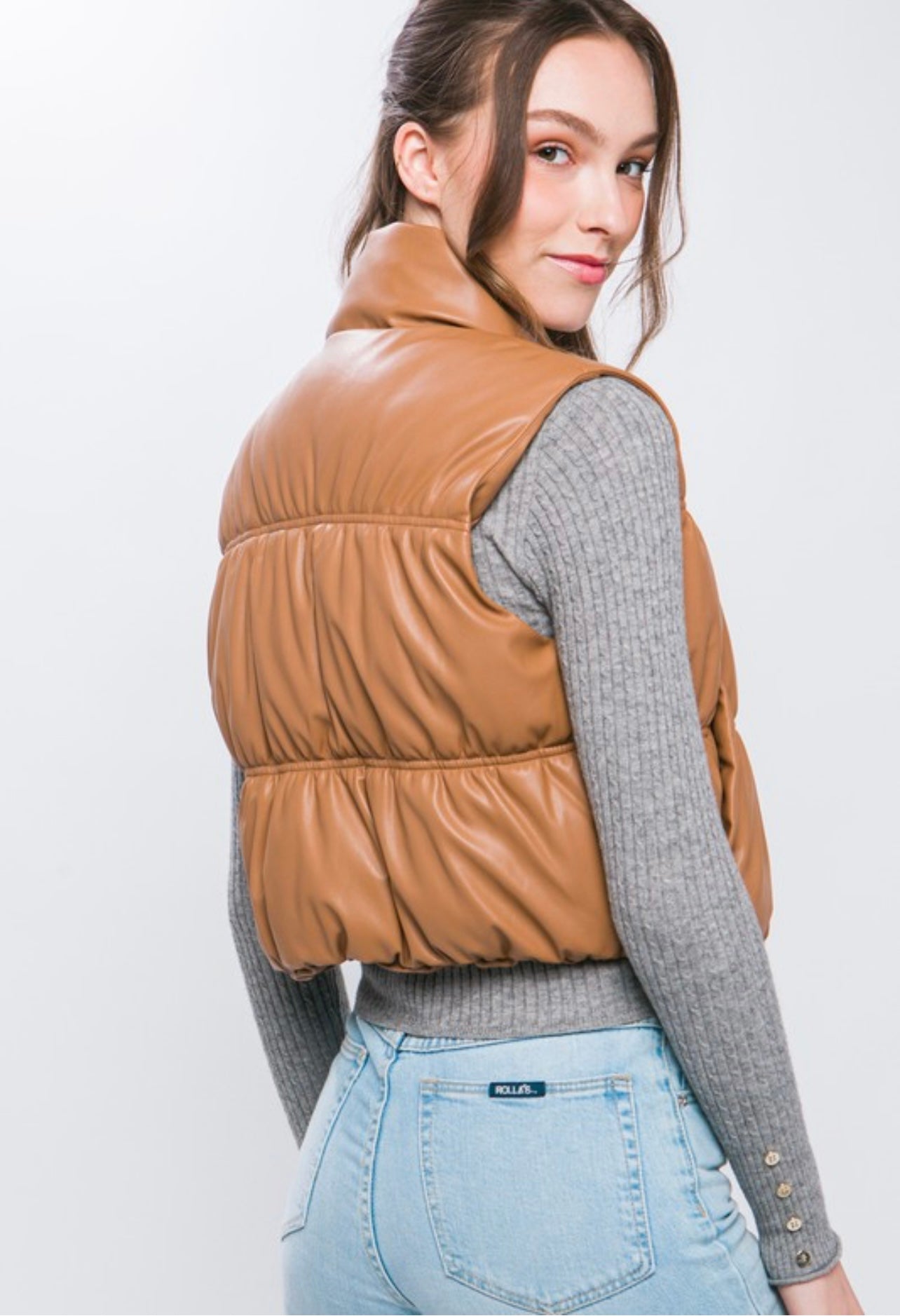 Leather-ish Puffer Vest