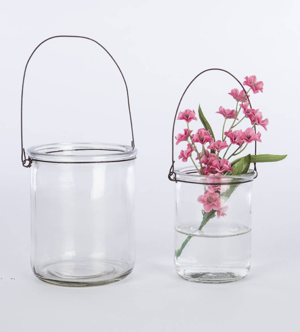 Glass Vase W/Metal DH