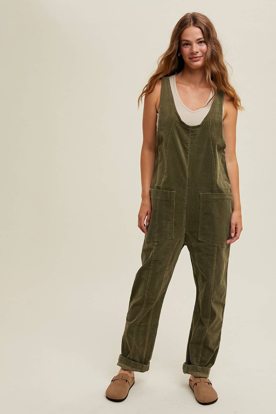 Corduroy Olive Jumpsuit