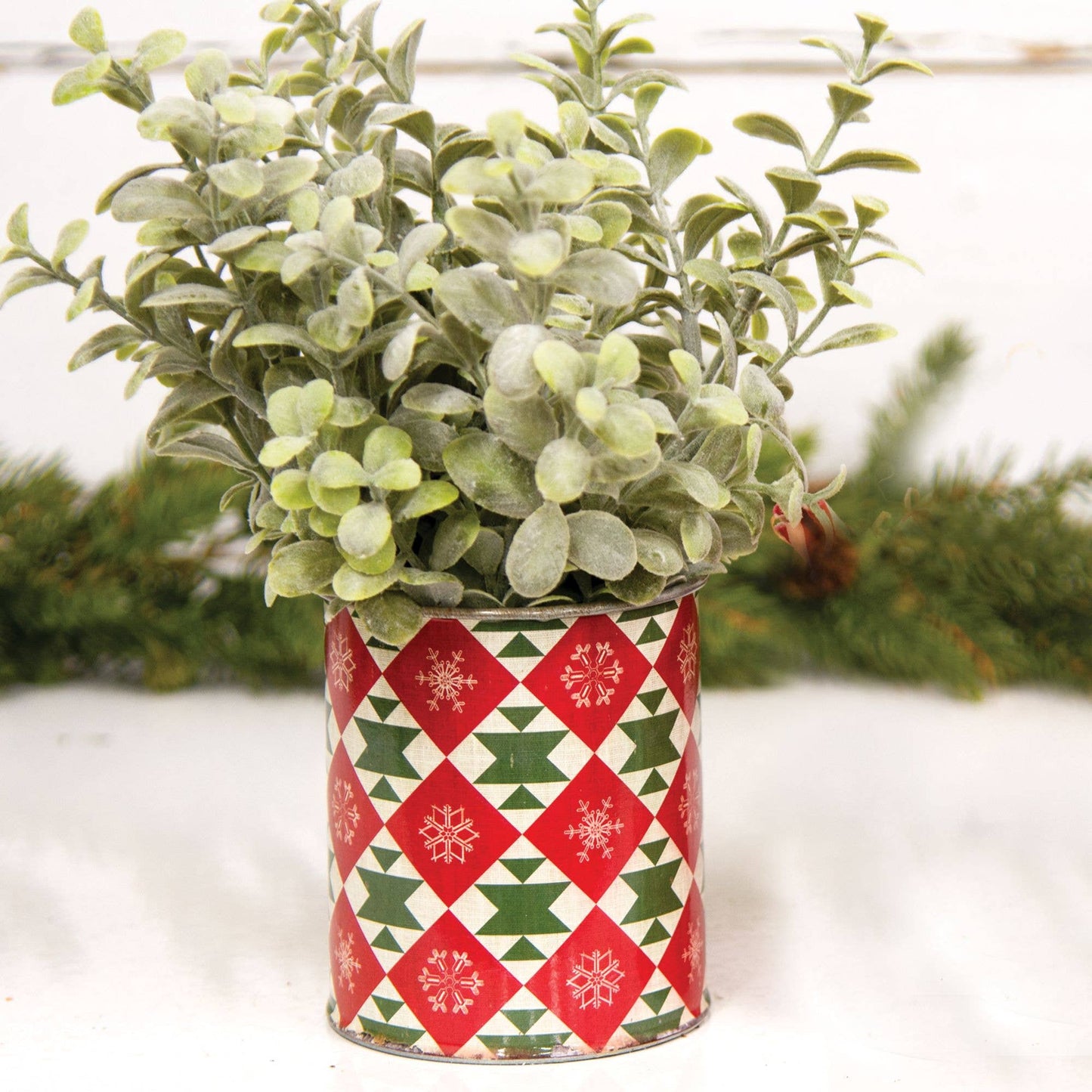 Vintage Christmas Pattern Metal Can