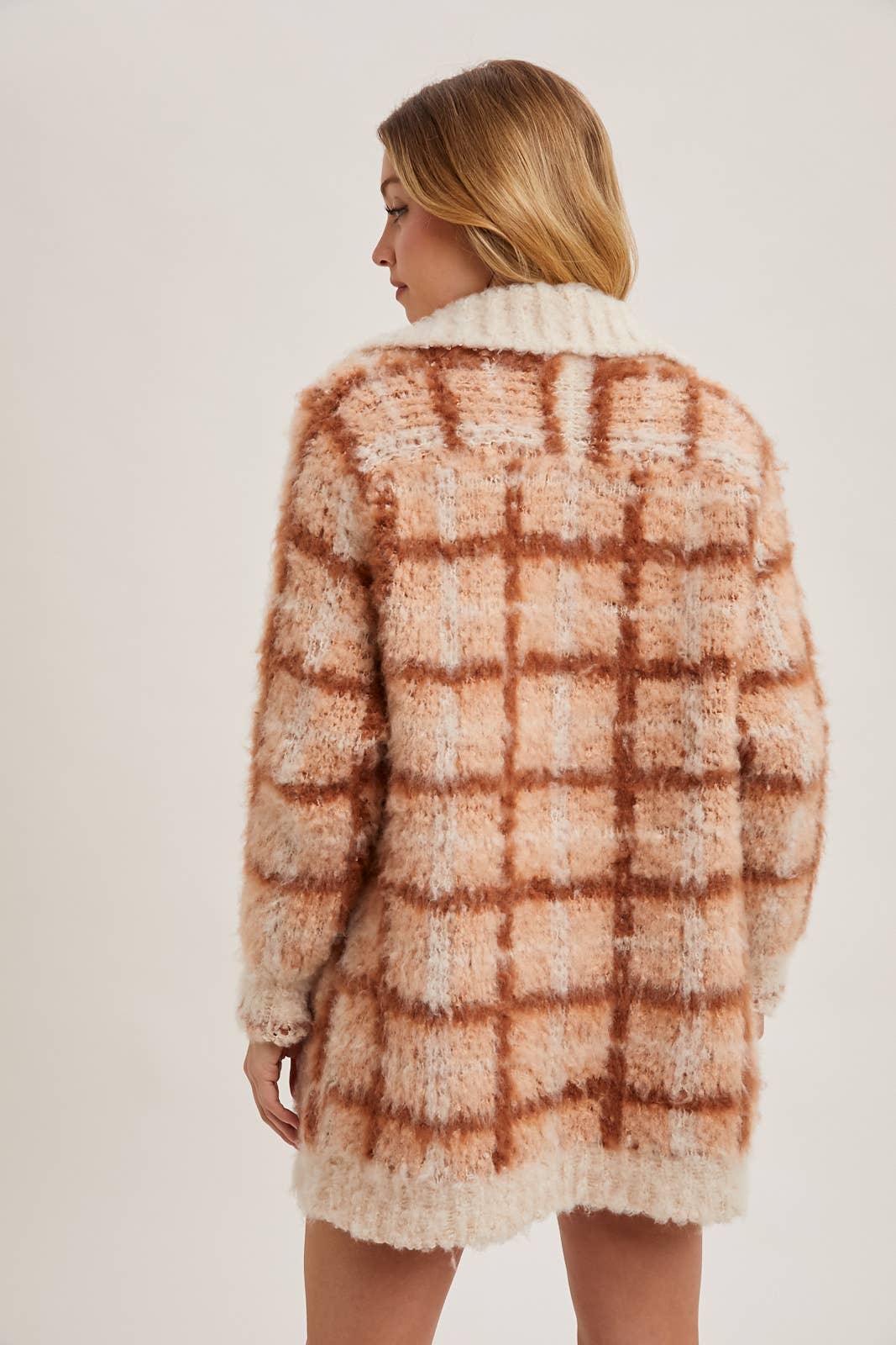 Plaid Sherpa Cardigan Jacket