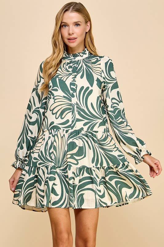 Printed Long Sleeve Dress