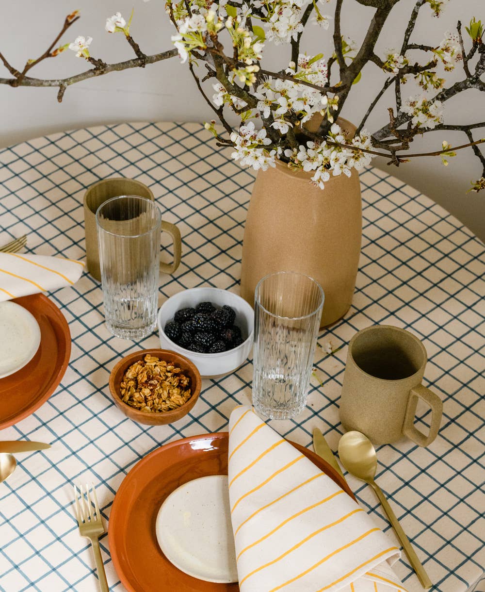 Block Print Grid Tablecloth