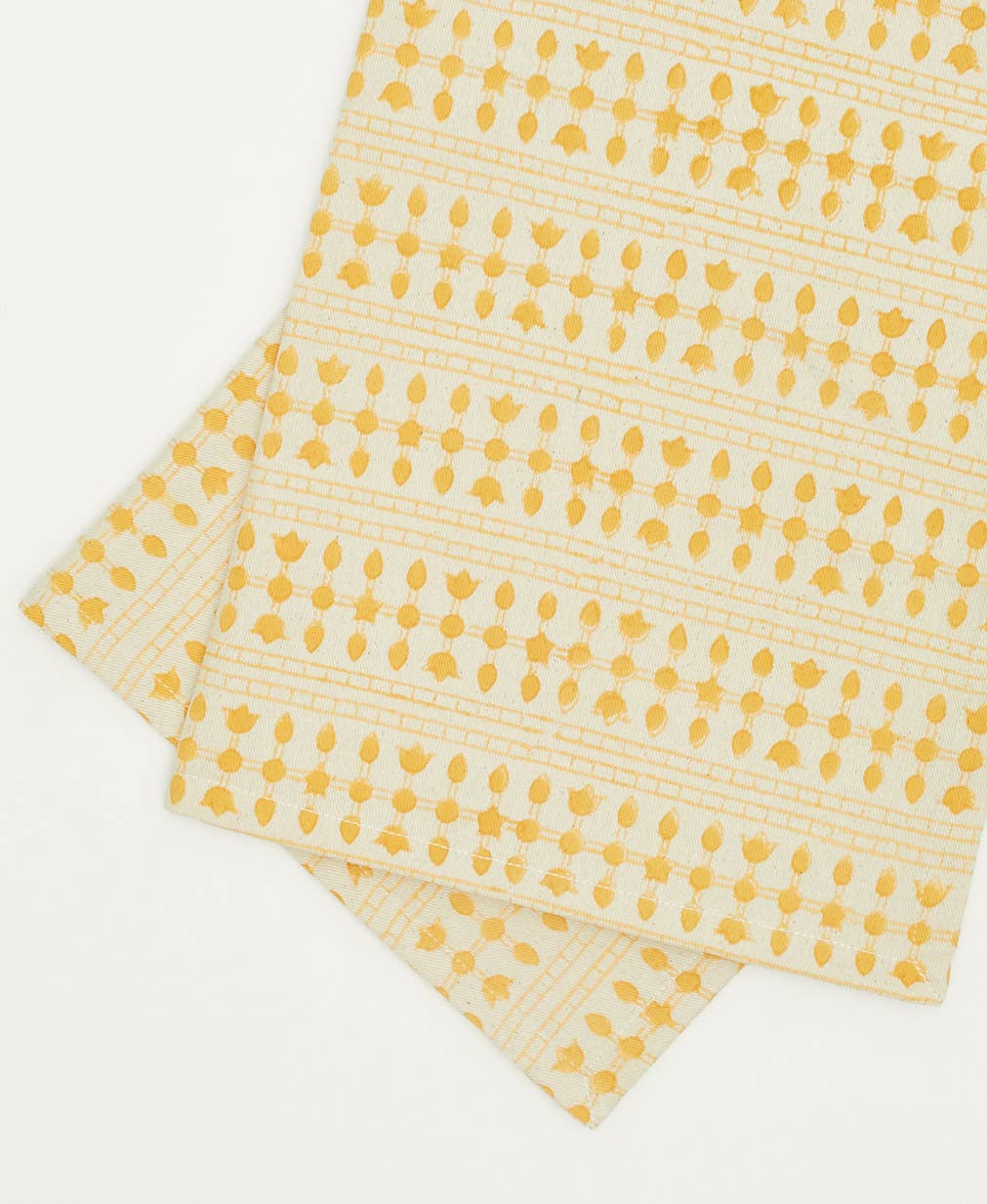 Graphic Block Print Napkin Set-Yellow