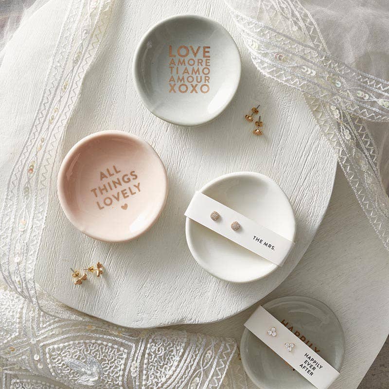 Ceramic Ring Dish & Earrings - Happily Ever After