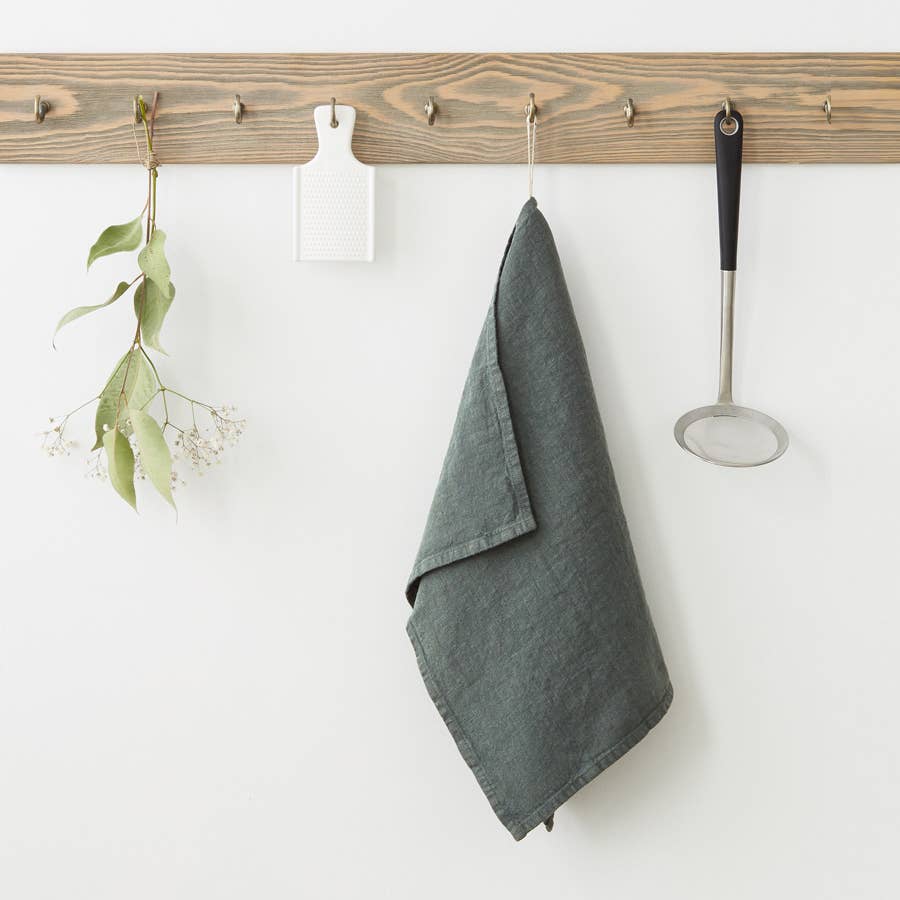 Linen Kitchen Towel - Forest Green