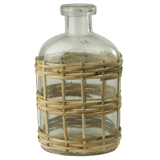 Cairo Bottle, Glass & Rattan - Sm