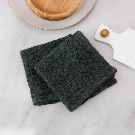 Forest Green Linen Dishcloth-Set of 2