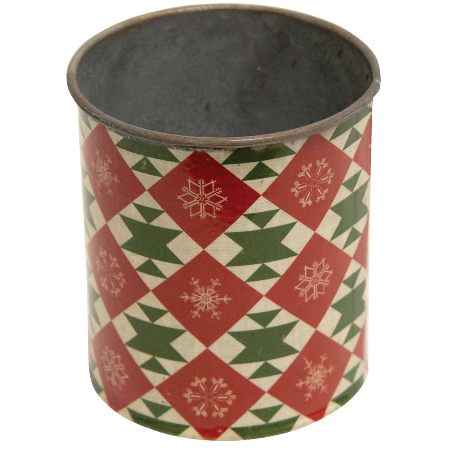 Vintage Christmas Pattern Metal Can